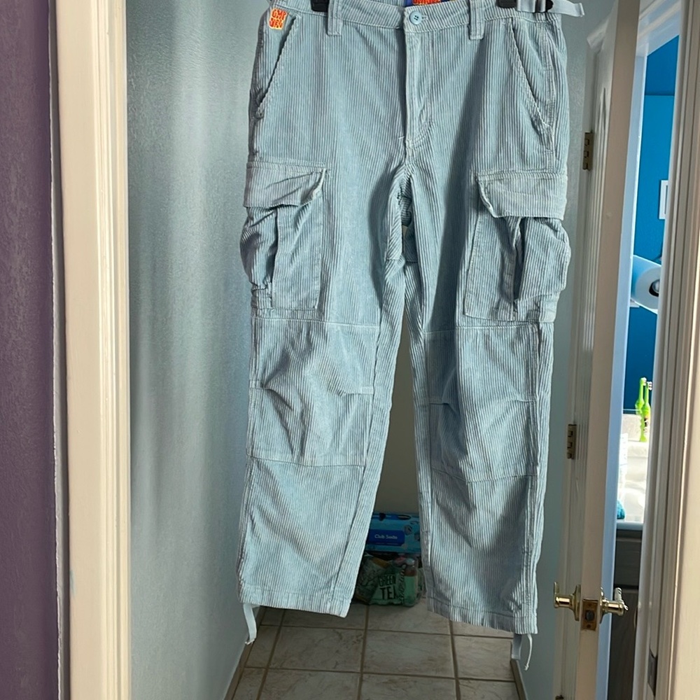 Ladies Light blue corduroy pants.